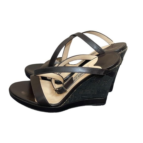 Jimmy Choo Strappy Wedge Heel Sandals in brown Leather size 36(6) - Picture 3 of 10